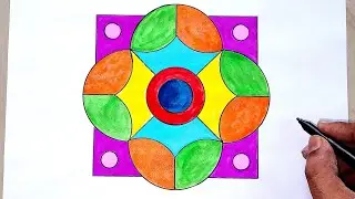 Square and Circle Overlap Drawing || How to Draw this Complex Drawing with Step by Step || @learnart