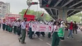 Anti-coup protesters continue to rally in Yangon