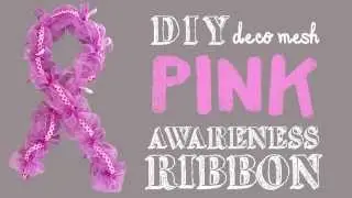 Pink Deco Mesh Awareness Ribbon