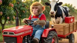 Monkey NaNa&rsquo;s Mango Harvest Turns Into a NIGHTMARE 😱🐄&mdash;A Cow Steps on a Nail, His Smart Rescue
