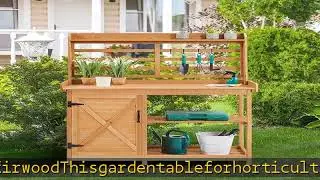 Yaheetech Outdoor Potting Bench, Large Horticulture Work Table Workstation with Storage Cabinet She