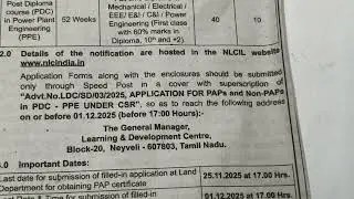 NLC INDIA LTD, JOB ORIENTED SKILL DEVELOPMENT OF OF NLCIL FOR PAPs AND NON PAPs.