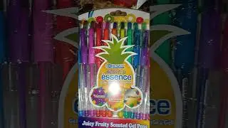 Opening and Trying Out Bazic Products Scented Essence Gel Pens 🖊 Juicy Fruity Scented Gel Pens 🍇🍌🥝🍒🍓