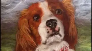 Needle felted dog wool portrait felt picture from start to finish felting spaniel