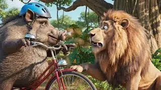 Cycle Wala Wild Boar Scared Lion 😂🔥