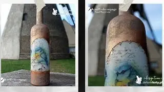 Butelka z efektem patynowanej miedzi Inspiracja dla @zielonekoty.pl #decoupagetutorial #patinaeffect