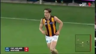 Brian Taylor (BT) commentates Taylor Duryea's lucky bounce goal - funny AFL hawthorn v port adelaide