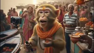 Holy Monkey Vlogger Begins His Journey at Banaras Ghat
