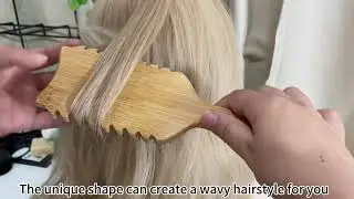 Natural Bamboo Hair Brush with Round Tip Nylon Bristles Bamboo Square Paddle Brush