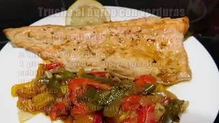 Trucha al horno con verduras.