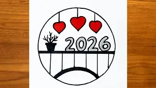 How to Draw a Landscape Inside a Circle for the New Year 2026 | Easy New Year's Drawing