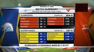 DREAM11 - IPL - 13 - 2020 - MATCH - 14 - CSK VS SRH || EXTENDED HIGHLIGHTS || FHD - 1080P.
