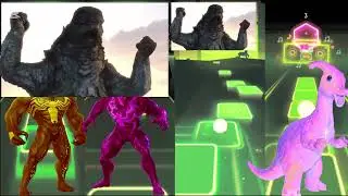 Venom vs Multi Dinosaur fight in tile hop beats, enjoying and funny game with super herous