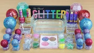 GLITTER SLIME Mixing makeup and glitter into Clear Slime Satisfying Slime Videos