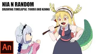 Drawing Timelapse: Tohru and Kanna || Nia N Random