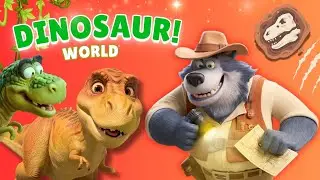 The BIG BAD WOLF on DINOSAUR ISLAND! T-REX! Cartoon for kids!