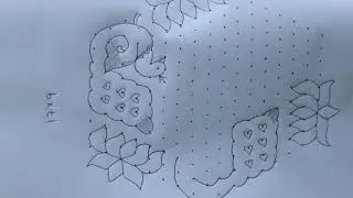 17x9 dots simple and easy peacock  rangoli || sankranthi chukkala muggulu || pongal kolam