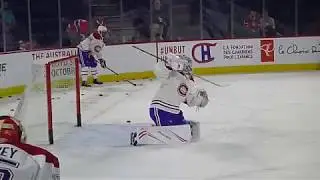 Montreal Canadiens rookie goalie Michael McNiven warms up 9/9/18