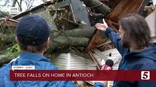Tree falls on a home in Antioch during Thursday's severe storms