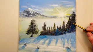 Snowy Morning / Acrylic painting for beginners / STEP by STEP #43