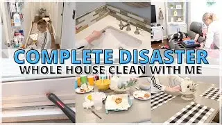 COMPLETE DISASTER CLEAN WITH ME // WHOLE HOUSE CLEAN WITH ME // TRASHED HOUSE // SPEED CLEANING