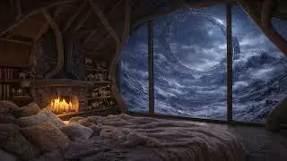 Cozy Cabin in a Snowy Valley Beneath a Giant Sky Ring ❄️🔥 | 3 Hours | Deep Sleep & Relaxation