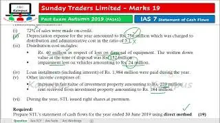 PE Q&A Sunday Traders Limited | ICAP Autumn 2019 | IAS 7 (FA141)
