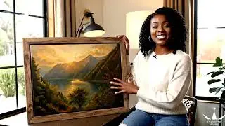 Mountain Lake Landscape Canvas Wall Art with Premium Wooden Frame, 23 x 16 inches