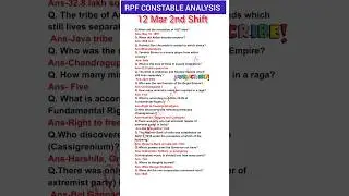 RPF CONSTABLE EXAM ANALYSIS 2025|12 Mar 2nd Shift|RPF Constable paper analysis today#rpfconstable#gk
