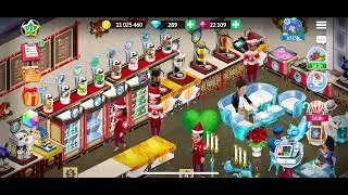 My Cafe Game, level 23, rearranged John Bond&rsquo;s warm cafe in winter holiday season, Royal 39 Cafe.