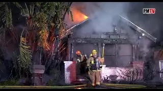 Stringers Live 🔴 Homeowners & Pets Rescued from Major LA House Fire - @PMTVLA