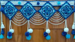 wow🦚 New toran design 2024 🩵आसान तरीके से बनाएं तोरण 💙💫How to crochet door hanging toran/jhaler