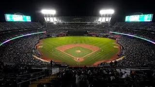 Oakland A's manager Mark Kotsay delivers remarks after last game at Coliseum