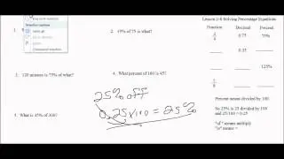 Algebra - Solving Percentage Equations