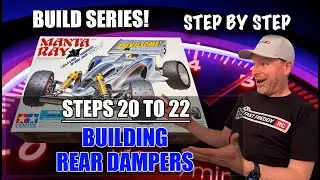 Tamiya Manta Ray — Шаги 20–22 — Сборка задних амортизаторов
