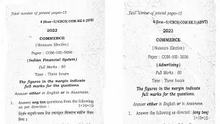 bcom 5th sem honours elective/Indian Financial System/Advertising / guwahati university question