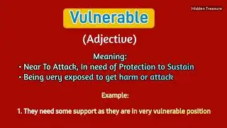 Vulnerable meaning in english || Example for Vulnerable || Synonyms || English Grammar