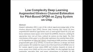 Low Complexity Deep Learning Augmented Wireless Channel Estimation for Pilot Based OFDM on Zynq Syst
