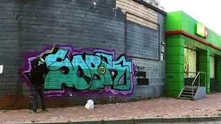 Graffiti bombing on Kyiv streets by Sobk. Pieces and Throwups