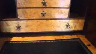 Victorian teak secretaire campaign chest