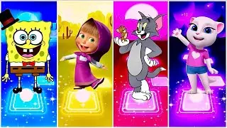 Tiles Hop 🔥 SpongeBob, Masha, Tom & Jerry and Angela jump to the beat 🎶💥