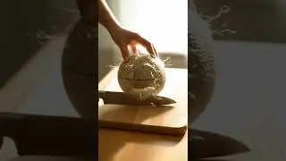 Cutting a Cantaloupe Wrapped in Luminous Webs | Surreal Fruit Macro #texture #ASMR #macro #foodart #