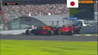 Max Verstappen clashing with Kimi Raikkonen - Japan 2018
