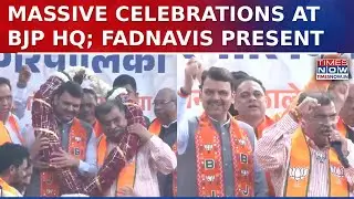BJP Headquarter Erupts In Celebrations As Devendra Fadnavis Arrives For Grand Victory March!