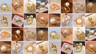 Новые модели золотых колец с жемчугом для женщин ||Модели колец с жемчугом для повседневной носки...