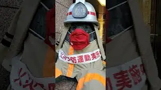 銀座三越ライオン像、消防服(京橋消防署)に着替える。象でなくライオンだよ。BGM網戸もえ だよ。 もえこ