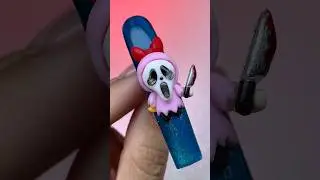 Blossom&rsquo;s spooky mask reveal 🎀👻✨ Magnetic 3D nail art! #nails #3Dnailart #nailart #nailartist