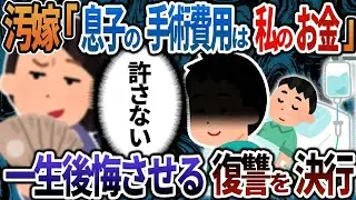 【2ch修羅場】汚嫁「息子の手術費用は私のお金」→一生後悔させる復讐を決行した結果・・・