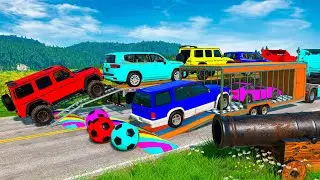 Flatbed Truck McQueen | Transportation with Truck - Pothole vs Car | BeamNG.Drive Gameplay
