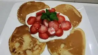 Sehri Special Strawberry And Cream Topping Pancakes.